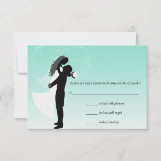 Tarjeta de respuesta RSVP de Ombre Silhouette verd