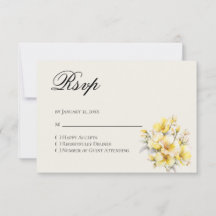 Tarjeta de respuesta RSVP de oro amarillo Quincean