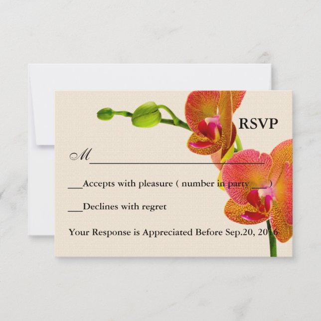 Tarjeta de respuesta RSVP de Orquídeas Naranjas El (Anverso)