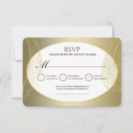 Tarjeta de Respuesta RSVP de Óvalo de Plumas de Or