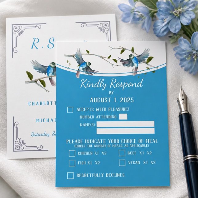 Tarjeta de respuesta / RSVP de Pájaro Azul de Feli (Subido por el creador)