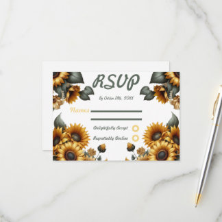 Tarjeta de respuesta RSVP de Parche de Girasol