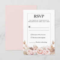 Tarjeta de respuesta RSVP de peonías rosadas y hie