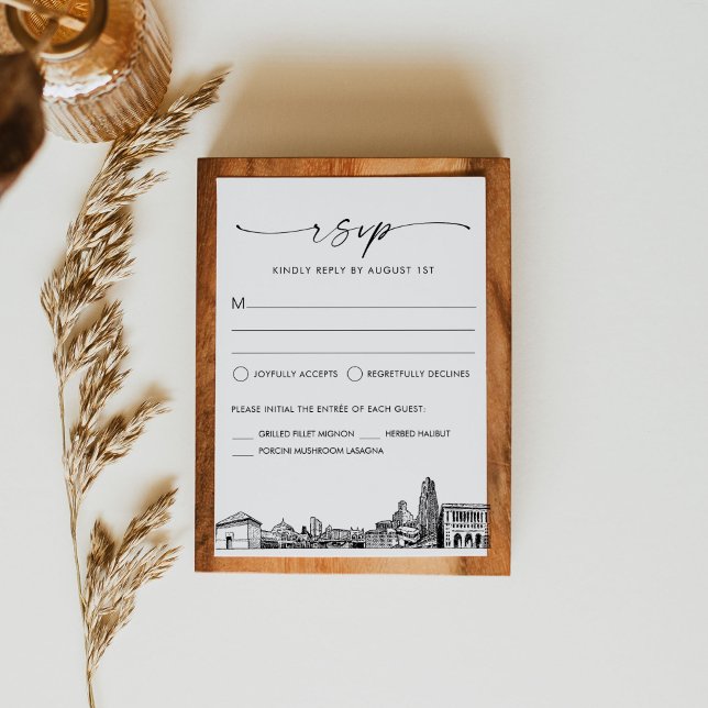 Tarjeta de respuesta RSVP de Pittsburgh Skyline Ci (Subido por el creador)