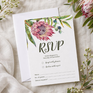 Tarjeta de respuesta RSVP de Protea Nativa Austral