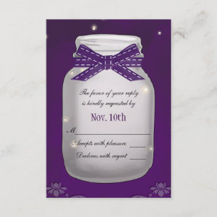 Tarjeta de respuesta RSVP de Purple Mason Jar con 