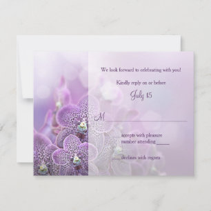 Tarjeta de respuesta RSVP de Purple Orchid Wedding