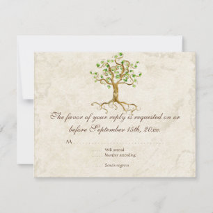 Tarjeta de respuesta RSVP de raíces de árbol arrem