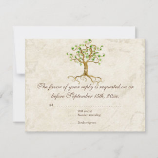 Tarjeta de respuesta RSVP de raíces de árbol arrem