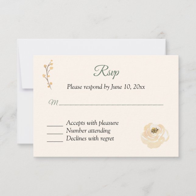 Tarjeta de respuesta RSVP de Rosa Beige (Anverso)