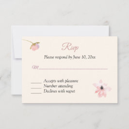 Tarjeta de respuesta RSVP de Rosa de Rubor
