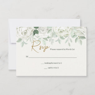 Tarjeta de Respuesta RSVP de Rosas Blancas
