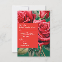 Tarjeta de respuesta RSVP de Roses Rojos