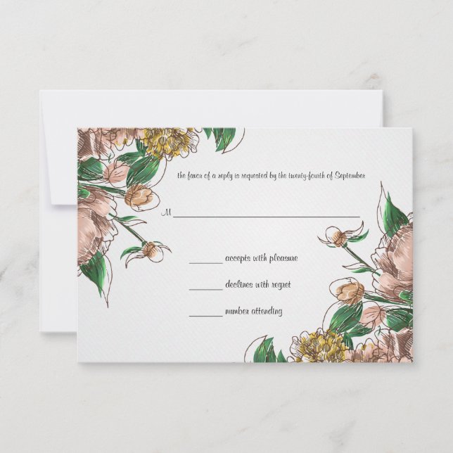 Tarjeta de respuesta RSVP de Rubor Floral Wedding (Anverso)