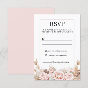 Tarjeta de respuesta RSVP de Rubor Peonies Pampas