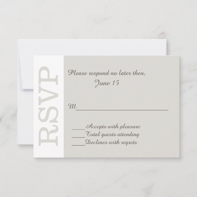 Tarjeta de respuesta RSVP de Sand Modern Wedn (Anverso)
