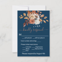 Tarjeta de respuesta RSVP de sobre de flores de ot