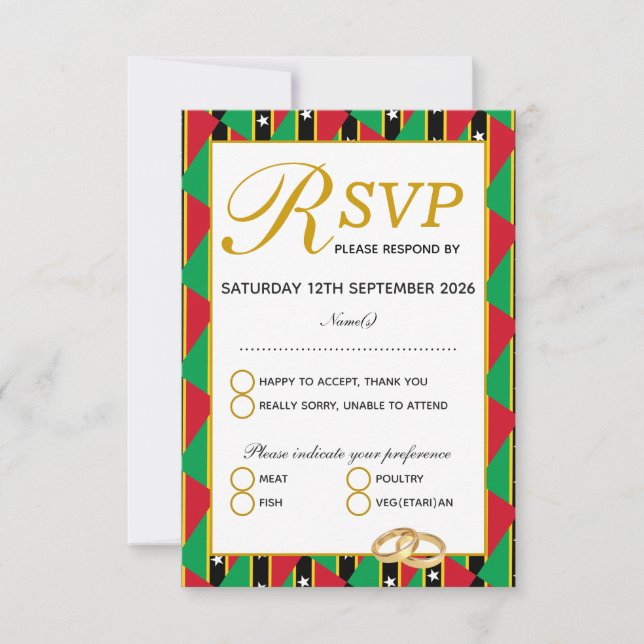 Tarjeta de respuesta RSVP de ST KITTS NEVIS Weddin (Anverso)
