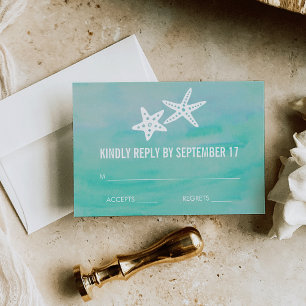 Tarjeta de respuesta RSVP de Starfish Aqua Beach W