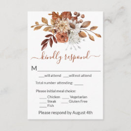 Tarjeta de respuesta RSVP de tarjeta de bouquet fl