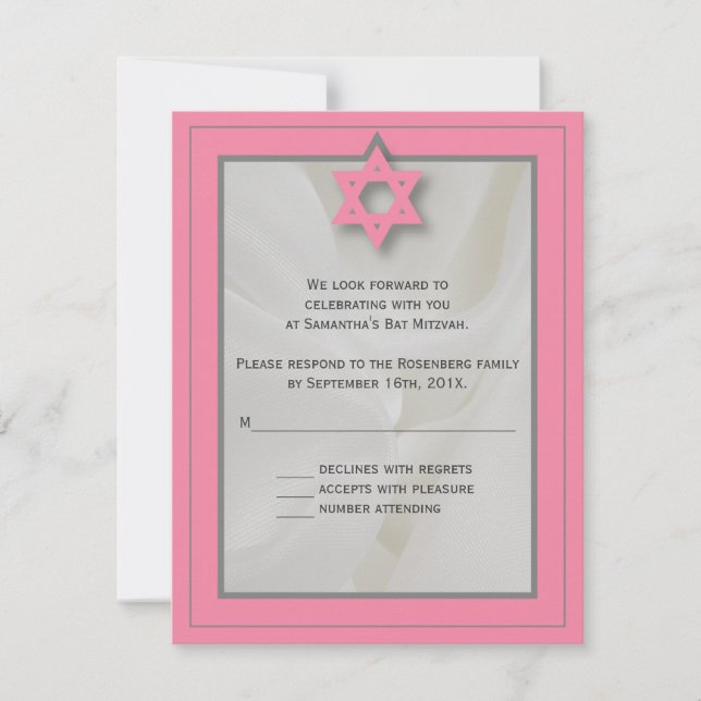 Tarjeta de respuesta RSVP de Tejido Rosa Elegante  (Anverso)