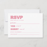 Tarjeta de respuesta RSVP de texto negrita rosa mo