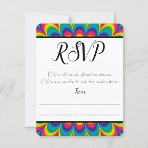 Tarjeta de respuesta / RSVP de Tie Dye psicodélico