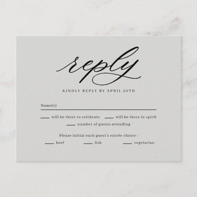 Tarjeta de respuesta RSVP de última boda (Anverso)