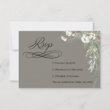 Tarjeta de respuesta RSVP de vegetación nevada