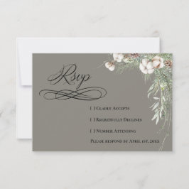 Tarjeta de respuesta RSVP de vegetación nevada