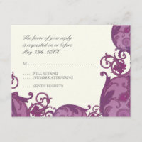 Tarjeta de respuesta RSVP de Victoria Swirl - Púrp