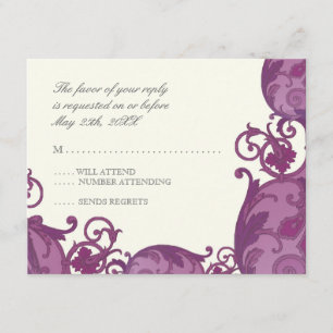 Tarjeta de respuesta RSVP de Victoria Swirl - Púrp