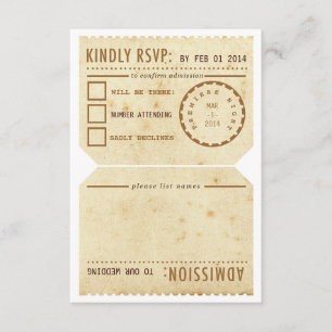 Tarjeta de respuesta RSVP de Vintage Theicket Tick