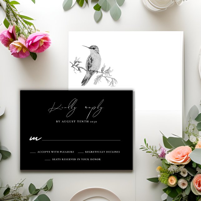 Tarjeta de respuesta RSVP de Watercolor Hummingbir (Subido por el creador)