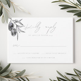 Tarjeta de respuesta RSVP de Watercolor Olive Bran