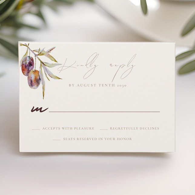 Tarjeta de respuesta RSVP de Watercolor Olive Bran (Subido por el creador)