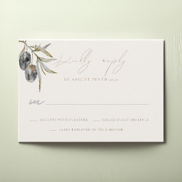 Tarjeta de respuesta RSVP de Watercolor Olive Bran