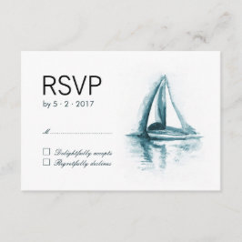 Tarjeta de respuesta RSVP de Watercolor Sailing Bo