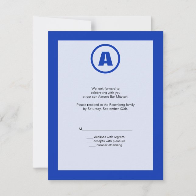 Tarjeta de respuesta RSVP del Héroe del Bar Mitzva (Anverso)