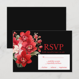 Tarjeta de respuesta RSVP del menú Orquídeas Rojas