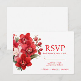 Tarjeta de respuesta RSVP del menú Orquídeas Rojas