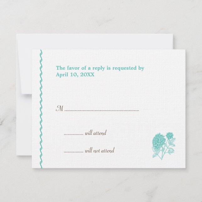 Tarjeta de respuesta RSVP del recinto del boda de  (Anverso)