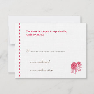 Tarjeta de respuesta RSVP del recinto del boda Red