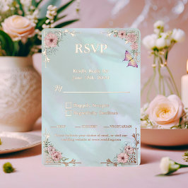 Tarjeta de respuesta RSVP del Relieve metalizado d