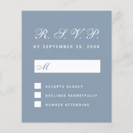Tarjeta de respuesta RSVP Dusty Blue Script