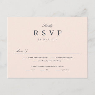 Tarjeta de respuesta RSVP editable de color simple