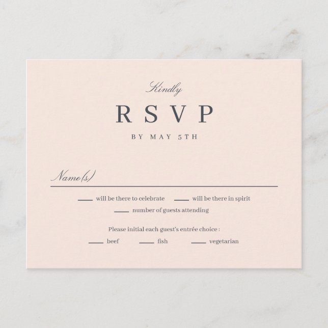 Tarjeta de respuesta RSVP editable de color simple (Anverso)
