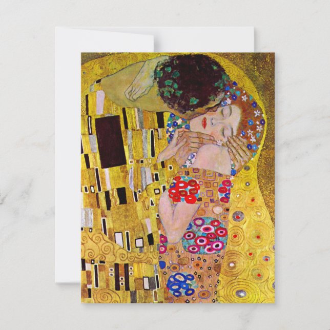 Tarjeta de respuesta RSVP; El beso de Gustav Klimt (Anverso)