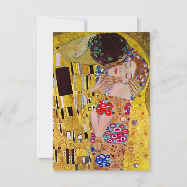 Tarjeta de respuesta RSVP; El beso de Gustav Klimt (Anverso)