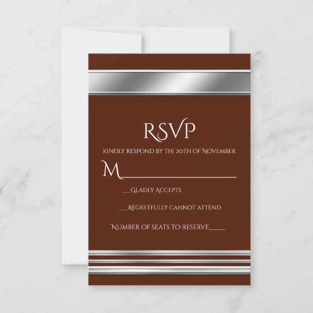 Tarjeta de respuesta RSVP elegante con brillo de p (Anverso)